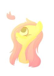 Size: 1000x1414 | Tagged: safe, artist:cartoonistlala, fluttershy, bird, pony, g4, bust, female, looking at something, looking up, portrait, profile, simple background, solo, white background