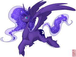 Size: 1280x950 | Tagged: safe, artist:uberchargecovu, princess luna, alicorn, pony, g4, female, galaxy mane, mare, signature, simple background, solo, transparent background