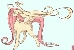 Size: 1280x880 | Tagged: safe, artist:uberchargecovu, fluttershy, pony, g4, female, signature, simple background, solo, spread wings, wings