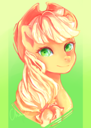 Size: 1926x2699 | Tagged: safe, artist:yurikittyyurikitty, applejack, earth pony, pony, g4, bust, female, portrait, smiling, solo