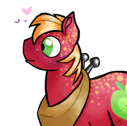 Size: 474x469 | Tagged: safe, artist:sallindaemon, big macintosh, earth pony, pony, g4, hard to say anything, coat markings, dappled, heart, male, simple background, solo, stallion, transparent background