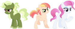 Size: 980x375 | Tagged: safe, artist:sugahfox, oc, oc only, earth pony, pegasus, pony, unicorn, ear piercing, earring, female, jewelry, mare, piercing, raised hoof, simple background, transparent background, unamused