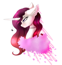 Size: 2200x2306 | Tagged: safe, artist:minelvi, oc, oc only, oc:sunset magic, pony, unicorn, bust, commission, ear fluff, eyelashes, female, high res, horn, horn jewelry, jewelry, mare, portrait, simple background, solo, transparent background, unicorn oc, ych result