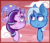 Size: 830x722 | Tagged: safe, artist:urbanqhoul, starlight glimmer, trixie, pony, unicorn, g4, accessory swap, clothes, female, hat, mare, trixie's hat, watermark