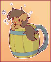 Size: 1125x1350 | Tagged: safe, artist:symbianl, oc, oc only, pony, animated, chibi, cup, cup of pony, cute, drunk, female, gif, mare, micro, solo, symbianl's chibis