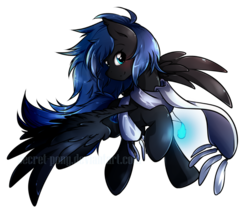 Size: 723x634 | Tagged: safe, artist:secret-pony, oc, oc only, oc:midnight light, pegasus, pony, clothes, female, jewelry, looking at you, mare, necklace, scarf, solo, wings