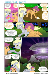 Size: 4131x5840 | Tagged: safe, artist:jeremy3, derpy hooves, scootaloo, pegasus, pony, comic:everfree, g4, absurd resolution, comic, crying, female, mare, this will end in tears and/or death and/or covered in tree sap