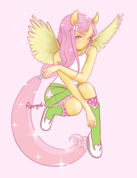 Size: 947x1226 | Tagged: dead source, safe, artist:tears-of-blade, fluttershy, equestria girls, g4, boots, clothes, cute, female, looking at you, moe, ponied up, ponytail, simple background, skirt, socks, solo, tank top, wings