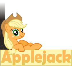 Size: 930x859 | Tagged: safe, artist:zacatron94, applejack, earth pony, pony, g4, banner, female, simple background, smiling, solo, transparent background