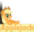 Size: 930x859 | Tagged: safe, artist:zacatron94, applejack, earth pony, pony, g4, banner, female, simple background, smiling, solo, transparent background