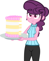 Size: 2798x3505 | Tagged: safe, artist:ironm17, sugar belle, equestria girls, g4, cake, clothes, equestria girls-ified, female, food, high res, simple background, sleeveless sweater, sleeveless turtleneck, solo, transparent background, vector