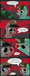 Size: 768x1920 | Tagged: safe, artist:ljdamz1119, lyra heartstrings, octavia melody, g4, alarm, comic, comic strip, hat, helmet, radar