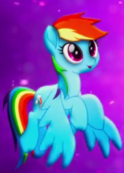 Size: 188x263 | Tagged: safe, rainbow dash, pegasus, pony, g4, my little pony: the movie, cropped, female, flying, mare, solo, teaser, wings, youtube link
