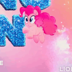 Size: 341x341 | Tagged: safe, screencap, pinkie pie, earth pony, pony, g4, my little pony: the movie, animated, cute, diapinkes, female, gif, happy, hoofy-kicks, jumping, open mouth, pronking, smiling, solo