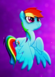 Size: 384x536 | Tagged: safe, screencap, rainbow dash, pegasus, pony, g4, my little pony: the movie, cropped, female, lip bite, mare, purple background, rainbow dash is best facemaker, simple background, solo
