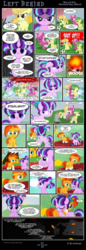 Size: 2100x6129 | Tagged: safe, artist:dsana, starlight glimmer, sunburst, oc, earth pony, pony, unicorn, comic:left behind, g4, ball, bully, bullying, colt, colt sunburst, comic, crying, female, filly, filly starlight glimmer, fire, flower, football, high res, hug, ice, magic, male, pigtails, younger