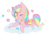 Size: 711x520 | Tagged: safe, artist:cinnamon-bum, oc, oc only, oc:paper stars, amputee, bandage, cloud, cute, cute little fangs, ear fluff, fangs, looking at you, missing limb, one eye closed, origami, wink