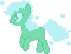 Size: 1491x1122 | Tagged: safe, artist:badumsquish, derpibooru exclusive, oc, oc only, oc:zesty suds, object pony, original species, pony, soap pony, bubble, female, happy, open mouth, ponified, simple background, smiling, solo, transparent background