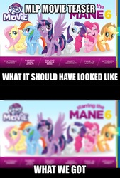 Size: 1494x2207 | Tagged: safe, applejack, fluttershy, pinkie pie, rainbow dash, rarity, twilight sparkle, alicorn, pony, g4, my little pony: the movie, discussion in the comments, drama, duckery in the description, mane six, op is a duck, op is trying to start shit, op should've gone to specsavers, twilight sparkle (alicorn)