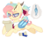 Size: 2448x2092 | Tagged: safe, artist:hawthornss, oc, oc only, oc:final flourish, bat pony, pony, cute little fangs, ear fluff, fangs, feather, freckles, glasses, hair accessory, high res, male, necktie, parchment, prone, quill, reading, scroll, stallion