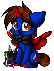 Size: 1170x1538 | Tagged: safe, artist:gicme, derpibooru exclusive, oc, oc only, oc:crimson crown, alicorn, pony, alicorn oc, bowtie, bunny ears, hat, heart eyes, magic trick, magician, magician outfit, simple background, solo, top hat, transparent background, unshorn fetlocks, wingding eyes, ych result