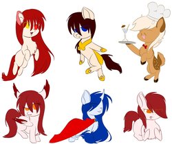 Size: 1024x860 | Tagged: safe, artist:php146, oc, oc only, bat pony, deer pony, earth pony, original species, pony, unicorn, eye clipping through hair, female, group, looking at you, male, mare, smiling, stallion