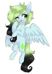 Size: 1186x1668 | Tagged: safe, artist:lnspira, oc, oc only, pegasus, pony, female, mare, one eye closed, simple background, solo, white background, wink