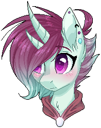 Size: 197x249 | Tagged: safe, artist:doekitty, oc, oc only, oc:lithe, bicorn, pony, bust, female, horn, mare, pixel art, portrait, simple background, solo, transparent background