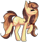Size: 135x145 | Tagged: safe, artist:doekitty, oc, oc only, oc:cinnamon bliss, earth pony, pony, animated, female, gif, mare, pixel art, simple background, solo, transparent background