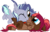 Size: 1024x651 | Tagged: safe, artist:kellythedrawinguni, oc, oc only, oc:rain, oc:ruef, bat pony, earth pony, pony, chibi, cute, female, mare, nuzzling, ocbetes, on back, one eye closed, simple background