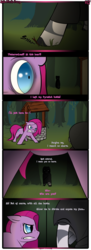 Size: 1245x3403 | Tagged: safe, artist:underwoodart, pinkie pie, oc, oc:z'ian, pony, zebra, ask pink-pony, g4, angry, cloak, clothes, comic, pinkamena diane pie, well