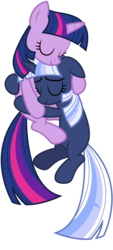 Size: 4602x10176 | Tagged: safe, artist:estories, twilight sparkle, oc, oc:silverlay, original species, pony, umbra pony, unicorn, g4, absurd resolution, eyes closed, female, hug, mare, simple background, transparent background