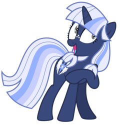 Size: 7268x7586 | Tagged: safe, artist:estories, oc, oc only, oc:silverlay, original species, pony, umbra pony, unicorn, g4, absurd resolution, alternate hairstyle, female, mare, raised hoof, simple background, smiling, solo, transparent background, vector