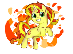 Size: 1024x768 | Tagged: safe, artist:kumikoponylk, derpibooru exclusive, sunset shimmer, pony, unicorn, g4, cute, grin, shimmerbetes, smiling