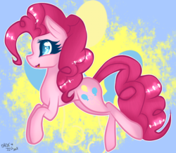 Size: 879x768 | Tagged: safe, artist:darkjillmlp123, pinkie pie, earth pony, pony, g4, abstract background, colored pupils, cutie mark background, female, solo