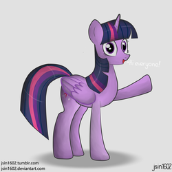 Size: 4000x4000 | Tagged: safe, artist:happyb0y95, twilight sparkle, alicorn, pony, g4, female, mare, raised hoof, solo, twilight sparkle (alicorn)