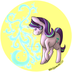Size: 1024x1024 | Tagged: safe, artist:skittylover2012, starlight glimmer, pony, unicorn, g4, abstract background, eyes closed, female, magic, solo, watermark