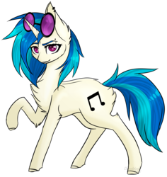 Size: 1368x1452 | Tagged: safe, artist:chaostrical, artist:midnightedecho, dj pon-3, vinyl scratch, pony, unicorn, g4, chest fluff, collaboration, ear fluff, female, leg fluff, mare, raised hoof, simple background, solo, sunglasses, transparent background