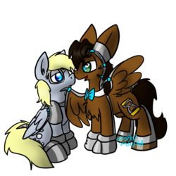 Size: 700x700 | Tagged: safe, artist:usagi-zakura, derpy hooves, oc, oc:mister clever, cyborg, pegasus, pony, g4, cyberderpy, doctor who, eleventh doctor, female, male, mare, stallion