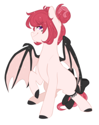 Size: 1024x1287 | Tagged: safe, artist:slasharu, oc, oc only, oc:blood garter, bat pony, pony, female, mare, simple background, sitting, solo, transparent background