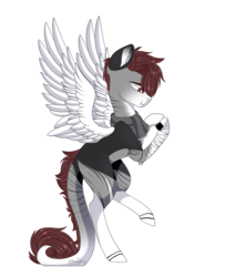 Size: 1729x2132 | Tagged: safe, artist:ohhoneybee, oc, oc only, oc:daichi, pegasus, pony, :t, clothes, food, male, onigiri, scarf, simple background, solo, stallion, transparent background