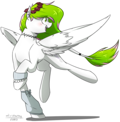 Size: 2168x2201 | Tagged: safe, artist:lrusu, oc, oc only, pegasus, pony, female, flower, flower in hair, high res, leg warmers, mare, simple background, solo, transparent background