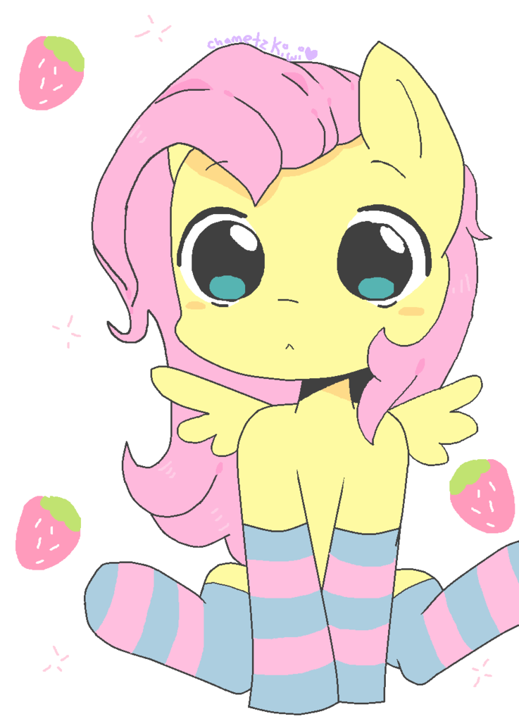 Safe Artist Chametzkiwi Fluttershy Pony G Clothes Female Food Socks Solo