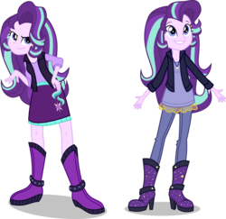 Size: 8500x8261 | Tagged: safe, artist:limedazzle, starlight glimmer, equestria girls, g4, my little pony equestria girls: rainbow rocks, my past is not today, absurd resolution, alternate universe, boots, clothes, female, hand on hip, high heel boots, jacket, jewelry, leather jacket, necklace, show accurate, simple background, skirt, solo, spikes, transparent background, vector