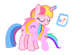 Size: 1653x1185 | Tagged: safe, artist:xxangelanarchyxx, toola-roola, oc, oc:pastel, pegasus, pony, g3, g3.5, g4, female, filly, g3 to g4, generation leap, mother and daughter, offspring, parent:toola roola, simple background, transparent background, unicorn toola roola