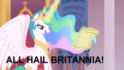 Size: 1280x720 | Tagged: safe, screencap, princess celestia, pony, g4, best princess, code geass, solar empire, text