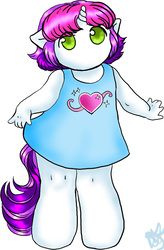 Size: 587x897 | Tagged: safe, artist:manekinekonohime, sweetie belle (g3), anthro, unguligrade anthro, g3, clothes, dress, female, no mouth, simple background, solo, white background