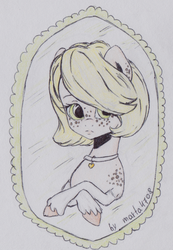 Size: 903x1308 | Tagged: safe, artist:marta4708, oc, oc only, earth pony, pony, bust, female, freckles, mare, portrait, solo, traditional art