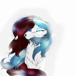 Size: 2560x2560 | Tagged: safe, artist:brokensilence, oc, oc only, oc:mira songheart, crying, front view, high res, one eye closed, solo, vent art, windswept mane, windswept tail