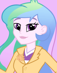 Size: 434x554 | Tagged: safe, princess celestia, principal celestia, equestria girls, g4, official, bust, cute, cutelestia, female, looking at you, pink background, simple background, smiling, solo